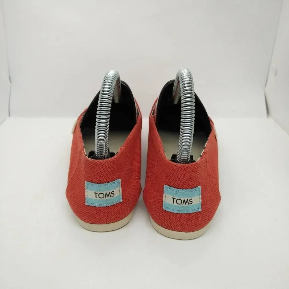 Toms Earthwise‎ Alpargatas Womens Size 6 Red Shoes Loafers Casual Vegan Slip On